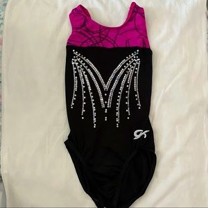 GK Elite Magenta/Black gymnastics medium leotard